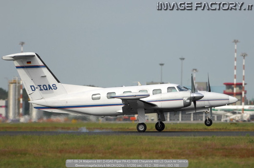 2007-08-24 Malpensa 691 D-IQAS Piper PA 42-1000 Cheyenne 400 LS Quick Air Service